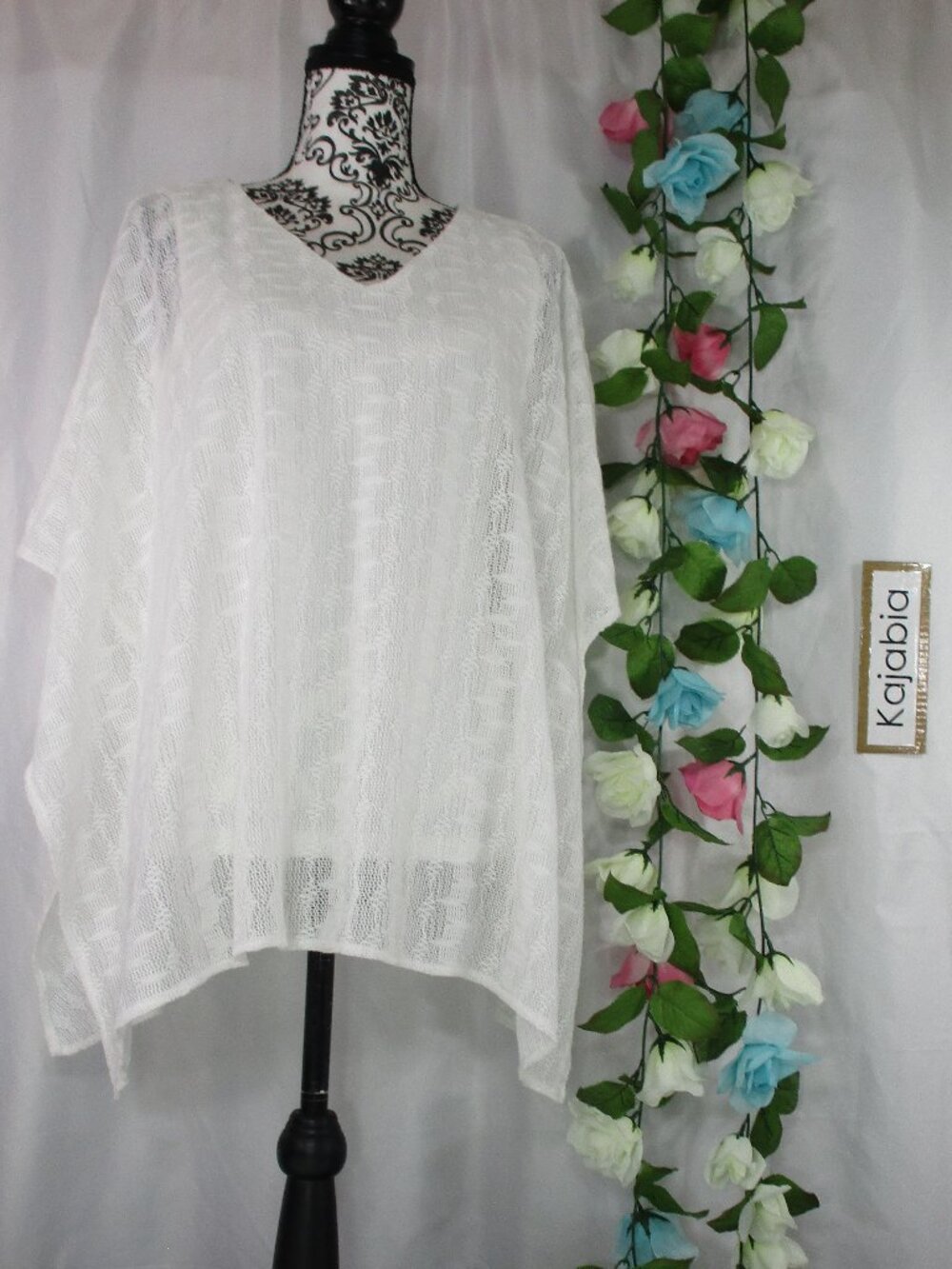 PRESTON & YORK Open Knit Poncho Style Blouse Size Small
